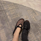 Damen elegante Mary Jane Schuhe mit funkelnder Mesh-Oberfläche R&B