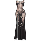 Damen Maxi-Kleid mit kreativen Cut-Out-Details und farbenfrohem Grafikdruck R&B