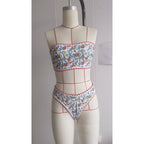 Damen Bandeau-Bikini mit floralem Muster und doppeltem Bortenabschluss R&B