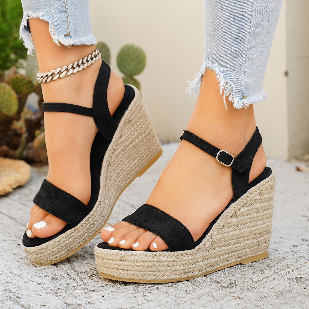 Damen Wedge-Sandalen mit elegantem Riemen und geflochtenem Design R&B