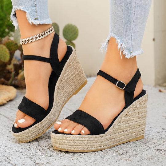 Damen Wedge-Sandalen mit elegantem Riemen und geflochtenem Design R&B