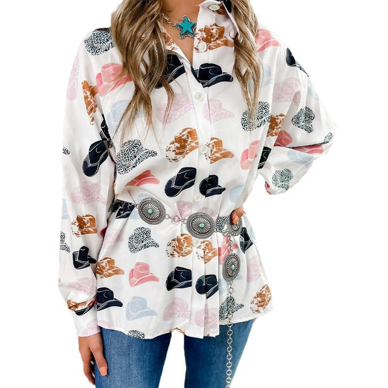 Damen lockeres Blusenshirt mit farbenfrohem Print und lässigem Schnitt R&B