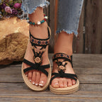 Damen modische Sandalen mit floralem Dekor und flexiblem Riemensystem R&B