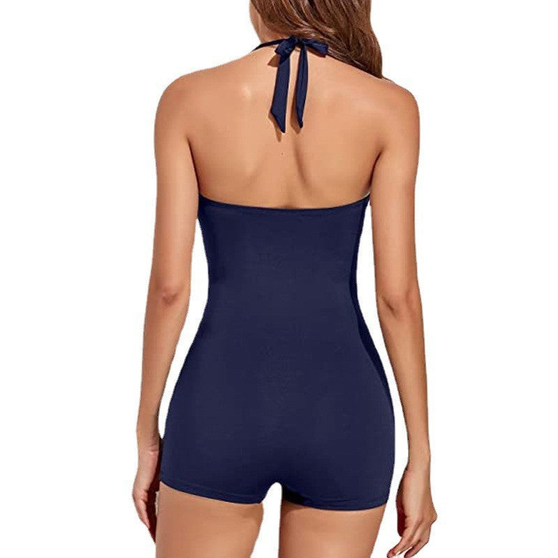 Damen Eleganter Badeschnitt mit rüschenärmel und abnehmbaren Trägern R&B