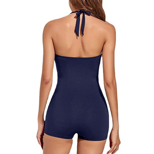 Damen Eleganter Badeschnitt mit rüschenärmel und abnehmbaren Trägern R&B