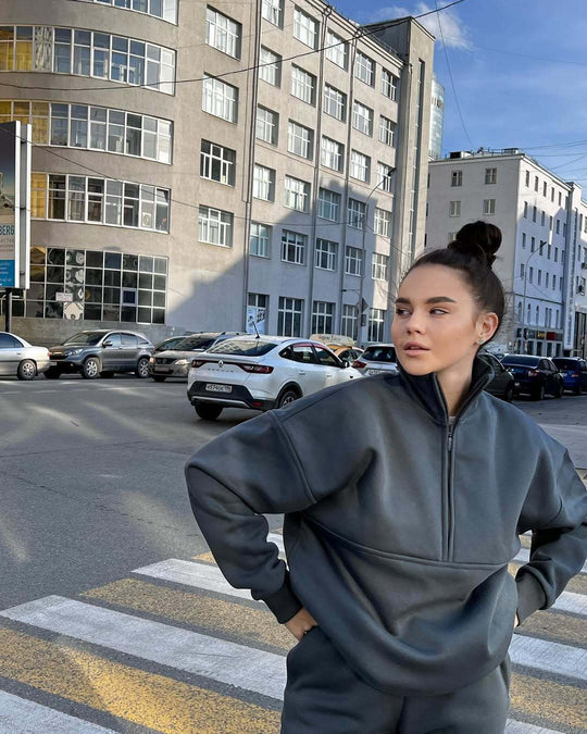 Damen Hochleistungs-Fleece Sweatshirt mit Stehkragen und Reißverschluss R&B