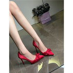 Damen elegante spitze High Heel Pumps mit zierlichem Schleifendetail R&B