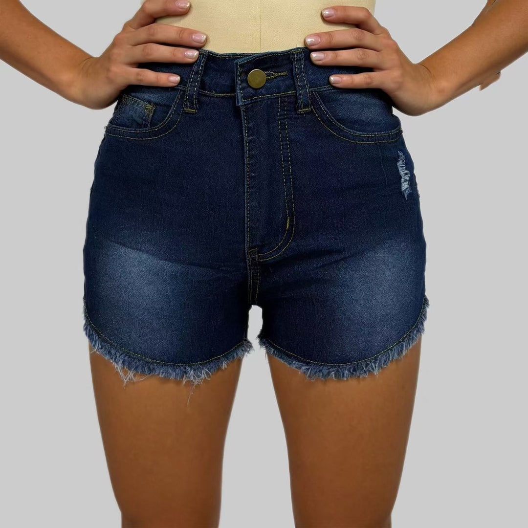 Damen Hochgeschnittene Denim-Shorts im angesagten Fransen-Look R&B