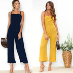 Damen Jumpsuit mit schmalen Trägern und elegantem weiten Bein R&B