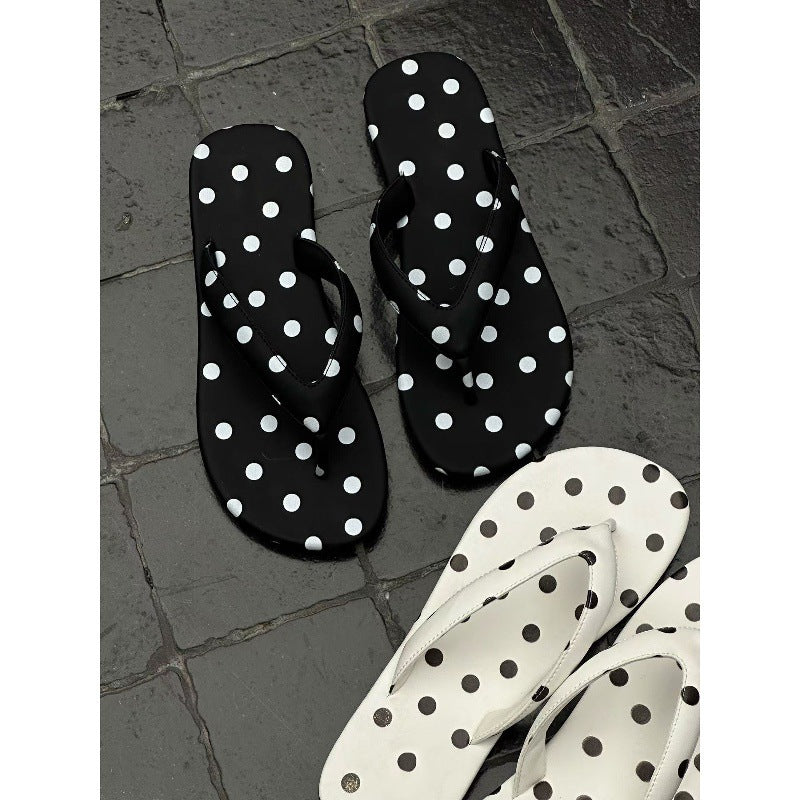Damen trendige Zehentrenner-Sandalen mit Polka-Dots-Dekor R&B