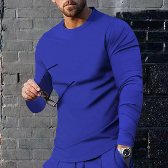 Herren langärmliges T-Shirt mit modischem Schnitt und hochwertigem Baumwollmix R&B