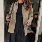 Damen Suede Jacke mit Taillengürtel und feinen Knopfdetails R&B