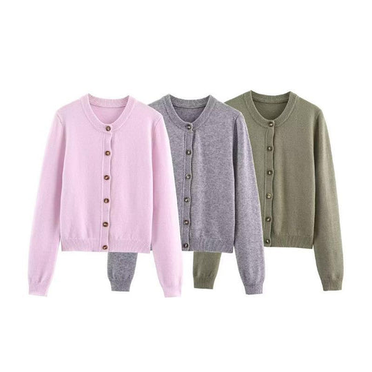 Damen weicher Strickcardigan mit Knopfverschluss und eleganten Rippabschlüssen R&B
