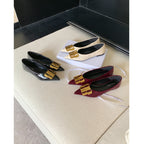 Damen elegante Ballerinas mit goldener Schnallenapplikation