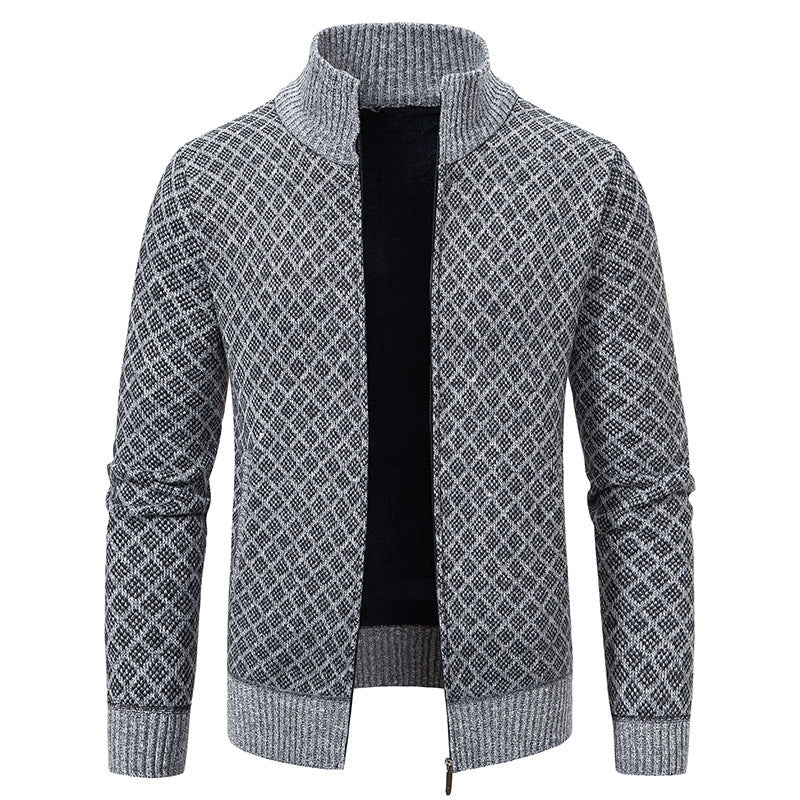 Herren moderner Strickjacke mit floralem Zopfdesign R&B