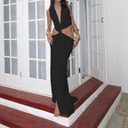 Damen Elegantes Cut-Out Maxikleid mit raffinierten Drapierungen und hohem Schlitz R&B