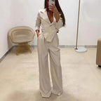 Damen Blazer Damen Set mit weitem Bein