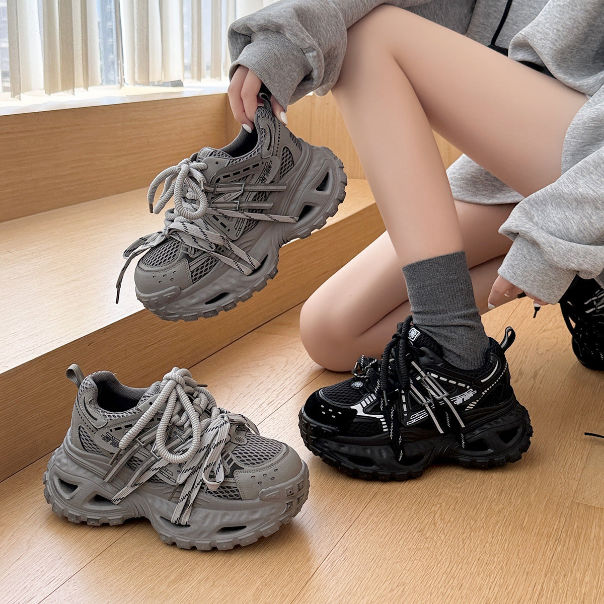 Damen Sneaker mit stoßdämpfender Sohle und atmungsaktivem Obermaterial