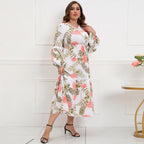 Damen Maxikleid mit botanical Druck und lässigem Schnitt R&B