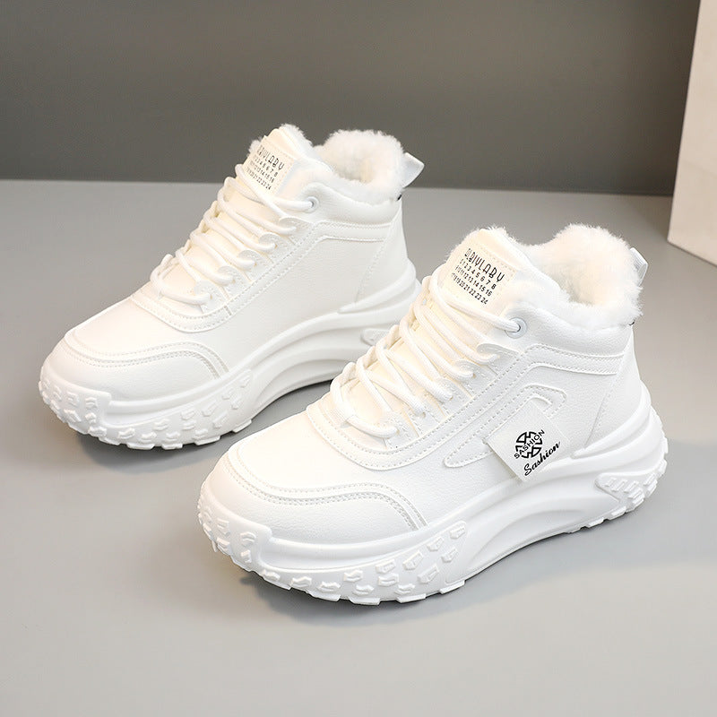 Damen modische Hochschnitt Sneakers mit warmem Futter und rutschfester Sohle R&B