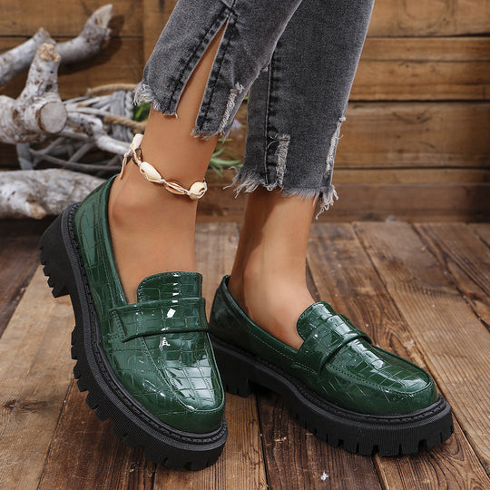 Damen Mokassins mit modernem Kroko-Design und robustem Profil R&B