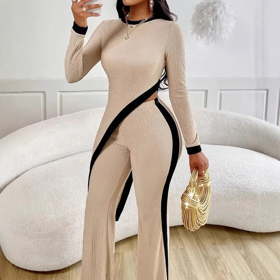 Damen Lässiger Jumpsuit mit seitlichen Kontraststreifen und elegantem Schnitt R&B