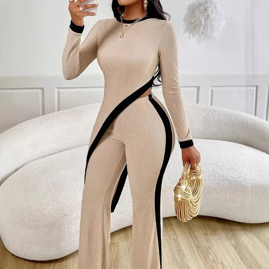 Damen Lässiger Jumpsuit mit seitlichen Kontraststreifen und elegantem Schnitt R&B