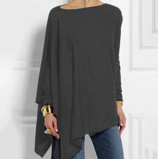 Damen nan drapierte Oversize-Tunika mit schrägem Zipfelsaum und weiten Fledermausärmeln R&B