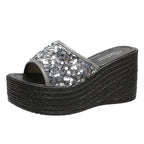 Damen Glitzernde Plateau-Sandalen mit offener Zehenpartie und hohem Absatz R&B