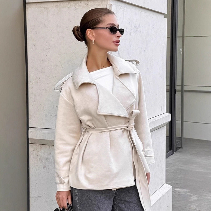 Damen Elegante Utility-Jacke mit Taillengürtel und entspannter Passform R&B