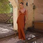 Damen Elegantes und Figurbetontes Abendkleid mit Tiefem V-Ausschnitt und Schmalem Schnitt R&B