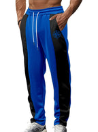 Herren nan sportive Trackpants mit seitlichen Kontrastbahnen elastischem Bund Kordelzug und Hirschstickerei R&B