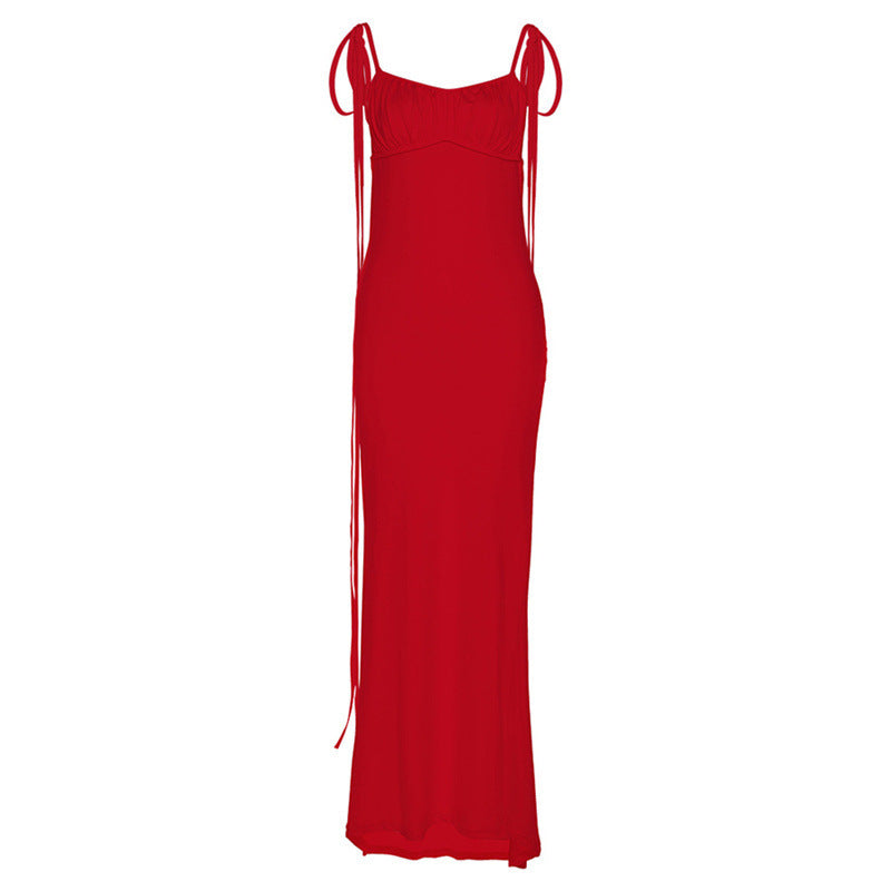 Damen Figurbetontes Maxikleid mit Raffung und Trägerdetails R&B