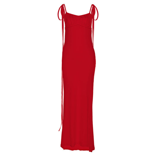Damen Figurbetontes Maxikleid mit Raffung und Trägerdetails R&B