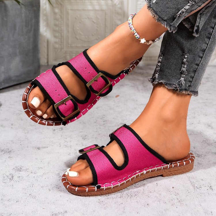 Damen offene Riemchensandalen mit verstellbaren Schnallen R&B