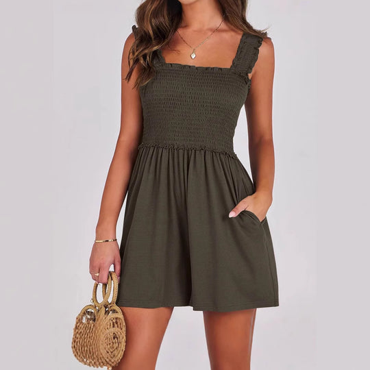 Damen verführerisches Sommerkleid mit Rüschendetails und praktischen Taschen R&B
