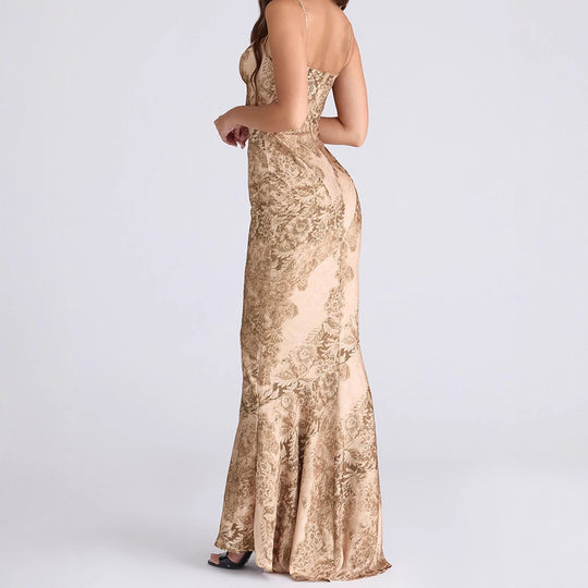 Damen Elegantes Maxikleid mit floralem Design R&B