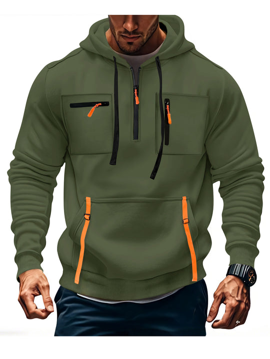 Herren modischer Kapuzenpullover mit funktionalen Reißverschlusstaschen R&B
