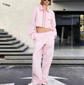 Damen modisches zweiteiliges Set mit Crop-Top und weiten Hosen R&B