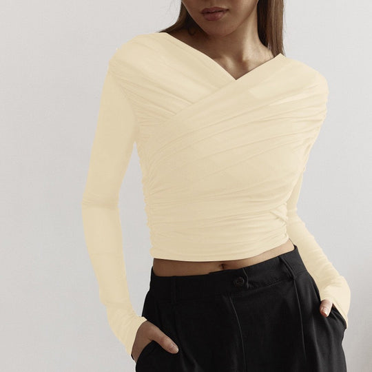 Damen Langarm-Crop-Top R&B