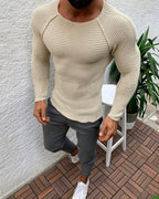 Herren Langarm Strickshirt mit eleganter Struktur R&B