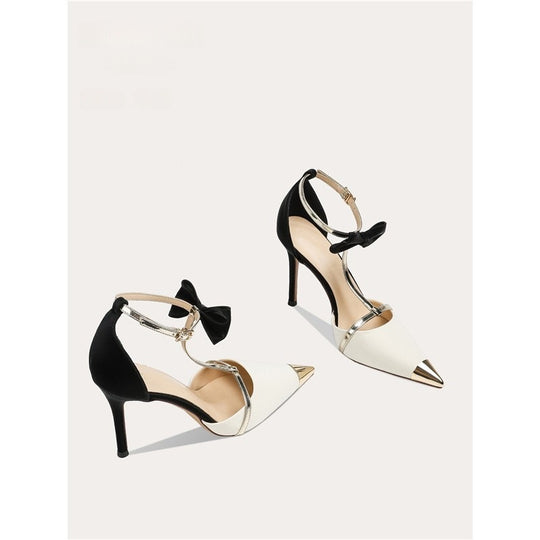 Damen elegante High Heel Schuhe mit modischem Riemendesign und zierlicher Schleifenverzierung R&B