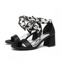 Damen elegante Sandalen mit dekorativem Schleifenband und komfortablem Blockabsatz R&B