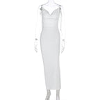 Damen Elegantes Maxikleid mit gerafftem Oberteil und verstellbaren Trägern R&B