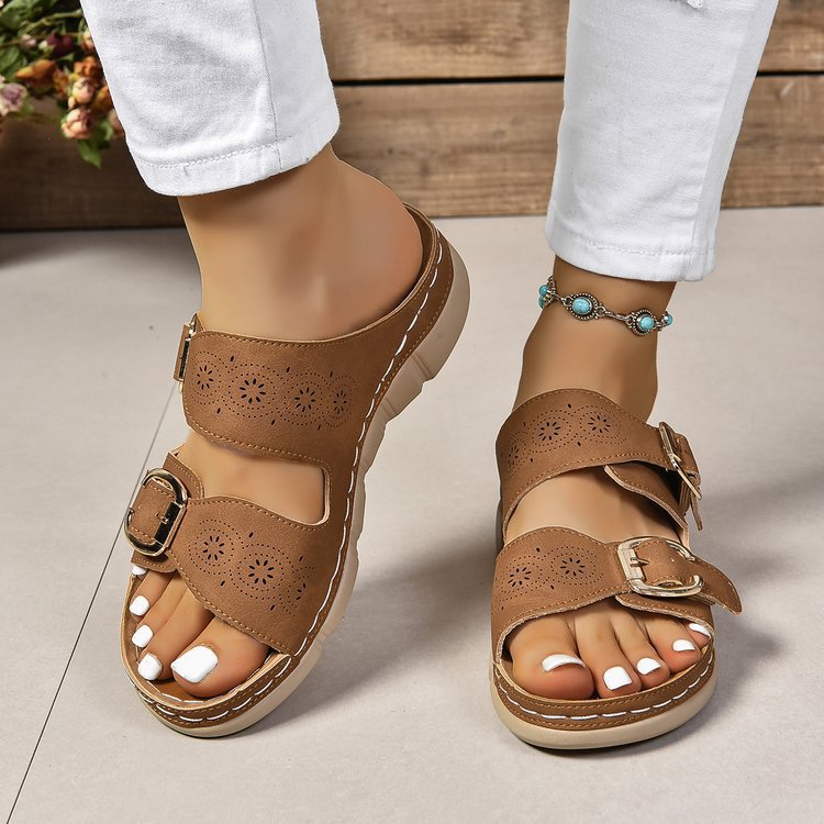 Damen Komfortable und stilvolle Zehentrenner-Sandalen mit verstellbarem Riemendesign R&B