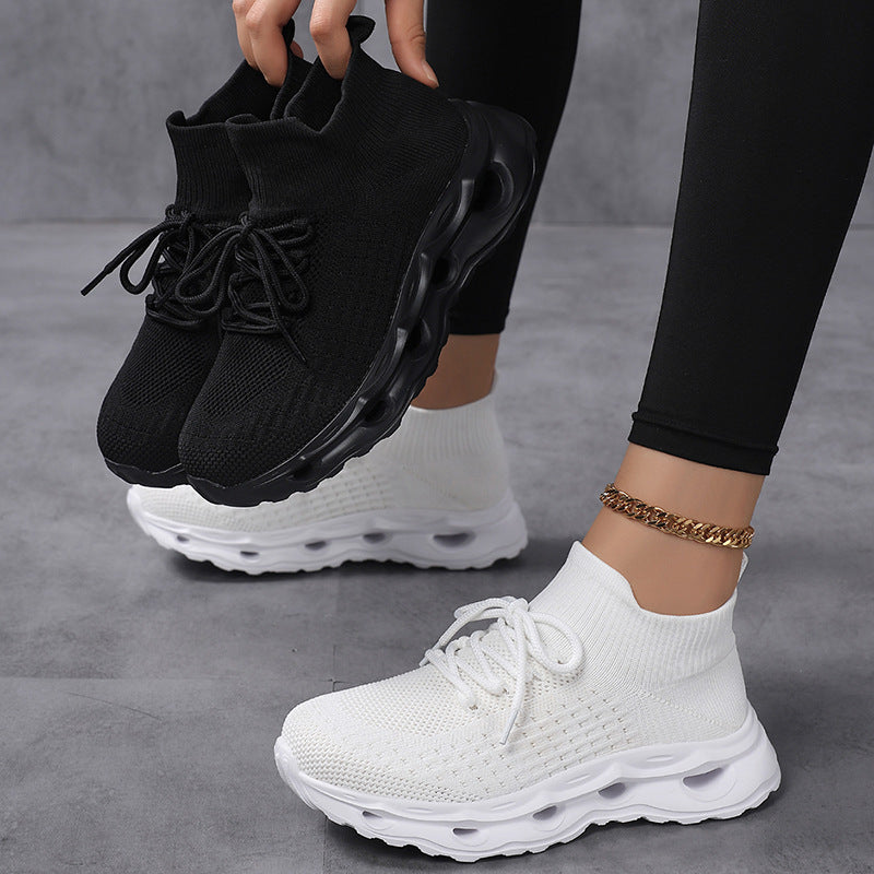 Damen Sportliche Knit Sneakers mit atmungsaktivem Obermaterial und flexibler Sohle