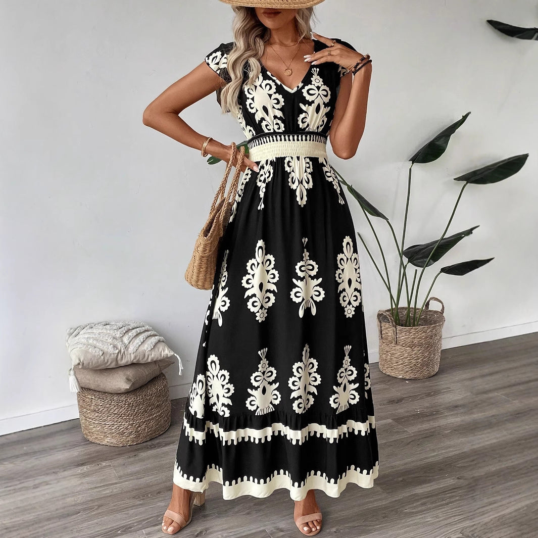 Damen Elegantes Maxikleid mit faszinierendem Musterdruck R&B