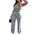 Damen Zweiteiliges Set mit Crop-Top und weiter Hose im Sterne-Design R&B