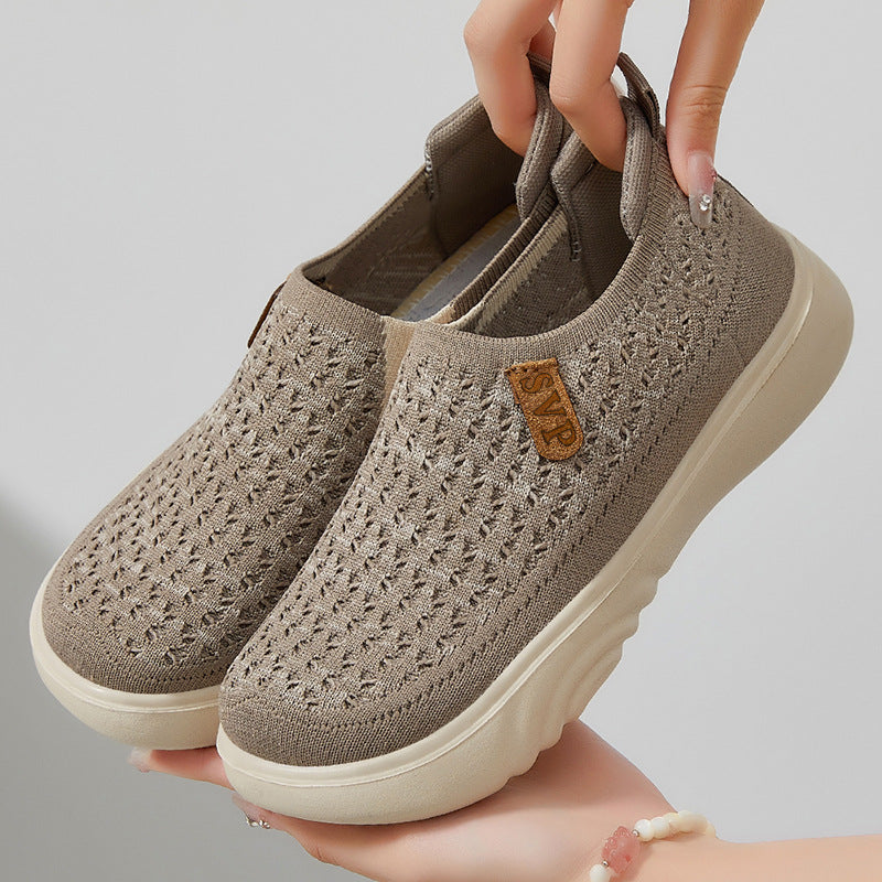 Damen Slip-On Freizeit-Schuhe mit luftiger Strickstruktur R&B