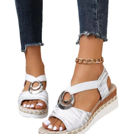 Damen Wedge-Sandaletten mit glitzerndem Riemen und komfortablem Fußbett R&B